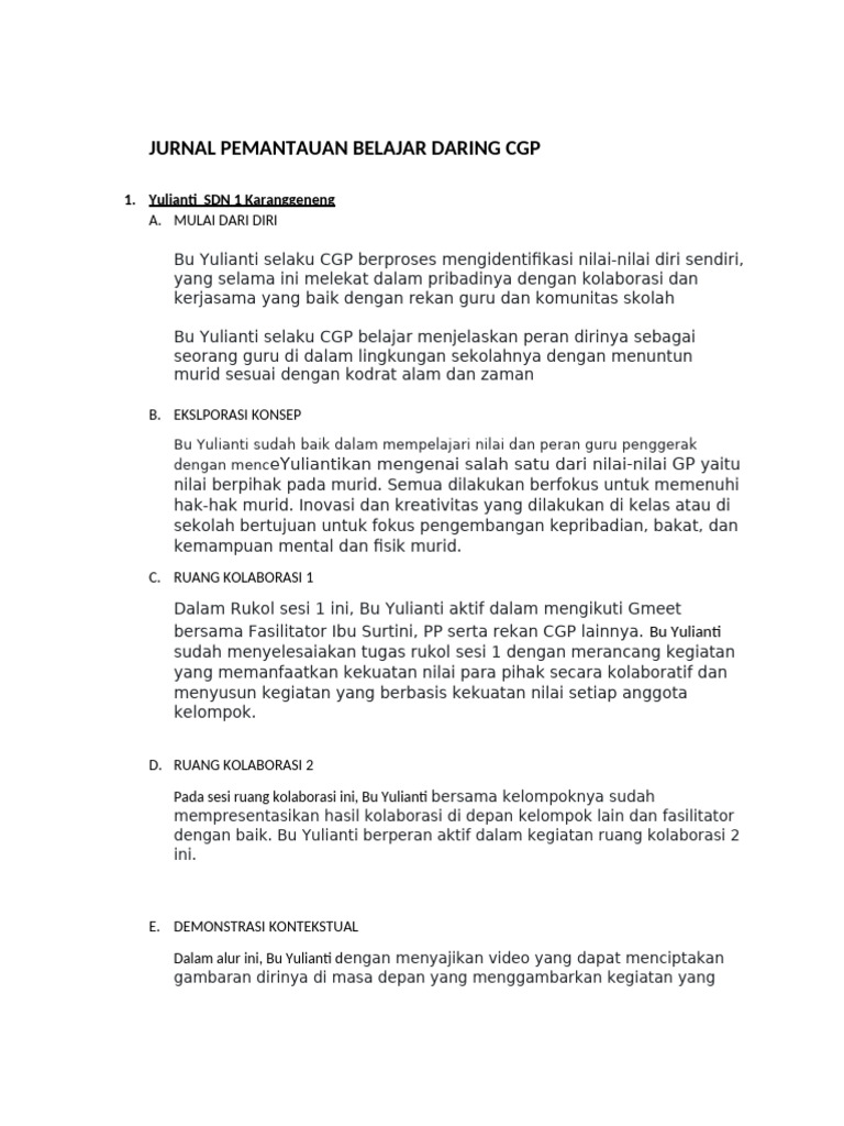 Pemantauan Belajar Daring CGP 2023 | PDF | Karier & Perkembangan ...