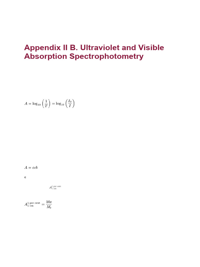 Ultraviolet Absorption Spectrophotometry Guide | PDF | Absorbance ...