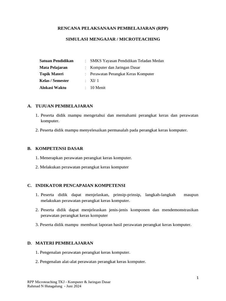 RPP Microteaching TKJ | PDF | Seni | Teknologi & Rekayasa
