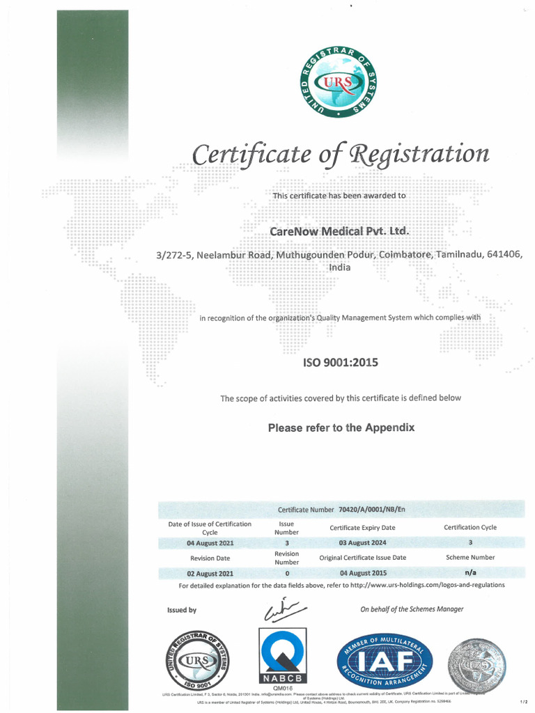 ISO CARENOW ACTUAL - ISO 9001 - Validity - 03 Aug 2024 | PDF