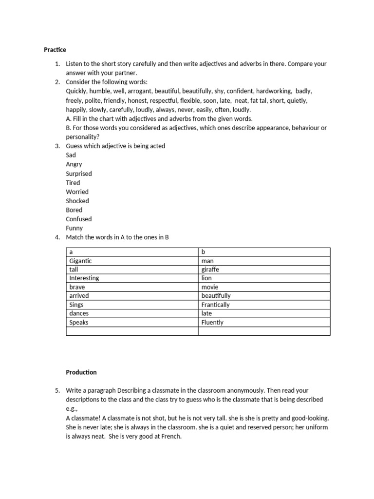 Practice - Adj & Adv | PDF