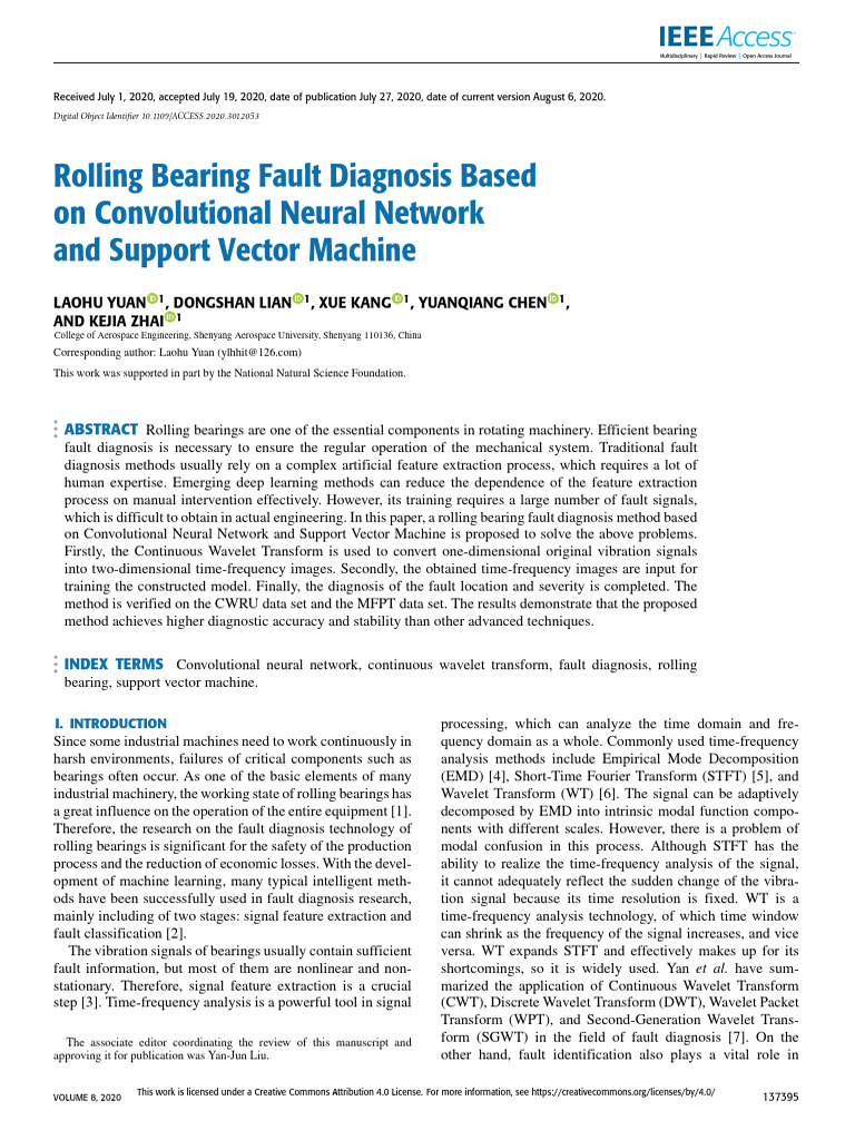 Rolling Bearing Fault Diagnosis Based On Convolutional Neural Network ...