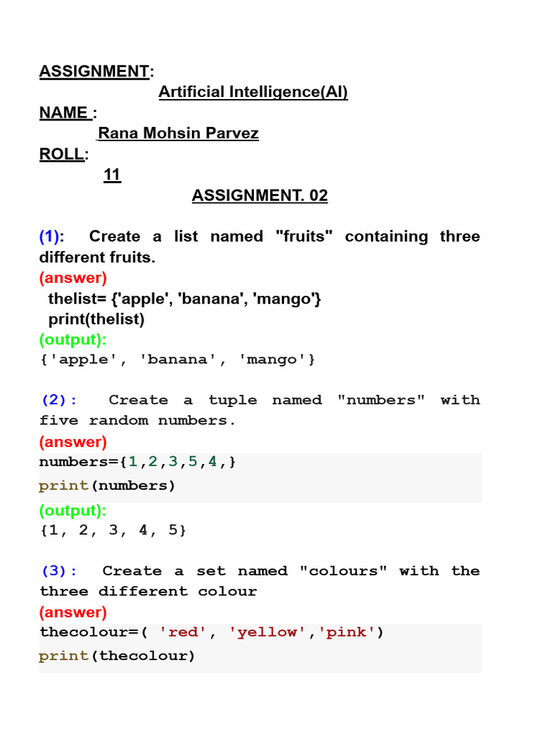 AI Assignment: Data Structures in Python | PDF