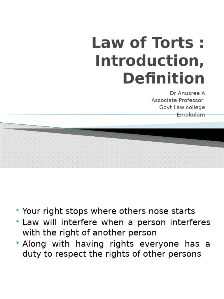 Law Of Torts Pdf Tort Legal Remedy