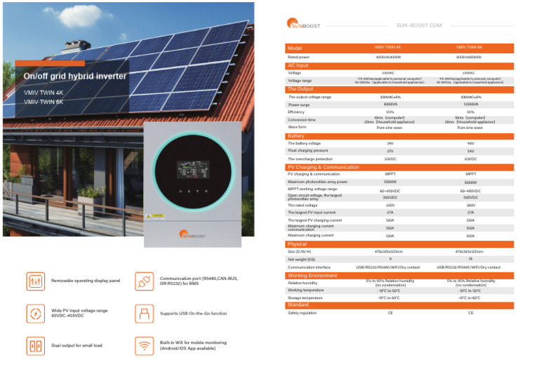 On/off Grid Hybrid Inverter: VMI Twin 4K VMI Twin 6K | PDF