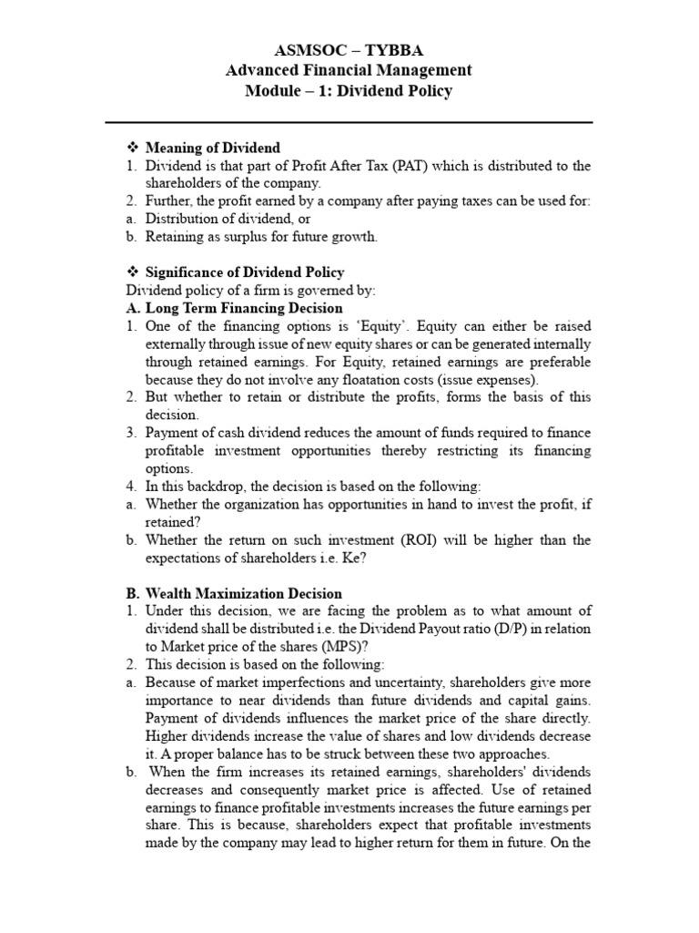Understanding Dividend Policy Essentials | PDF | Dividend | Share ...