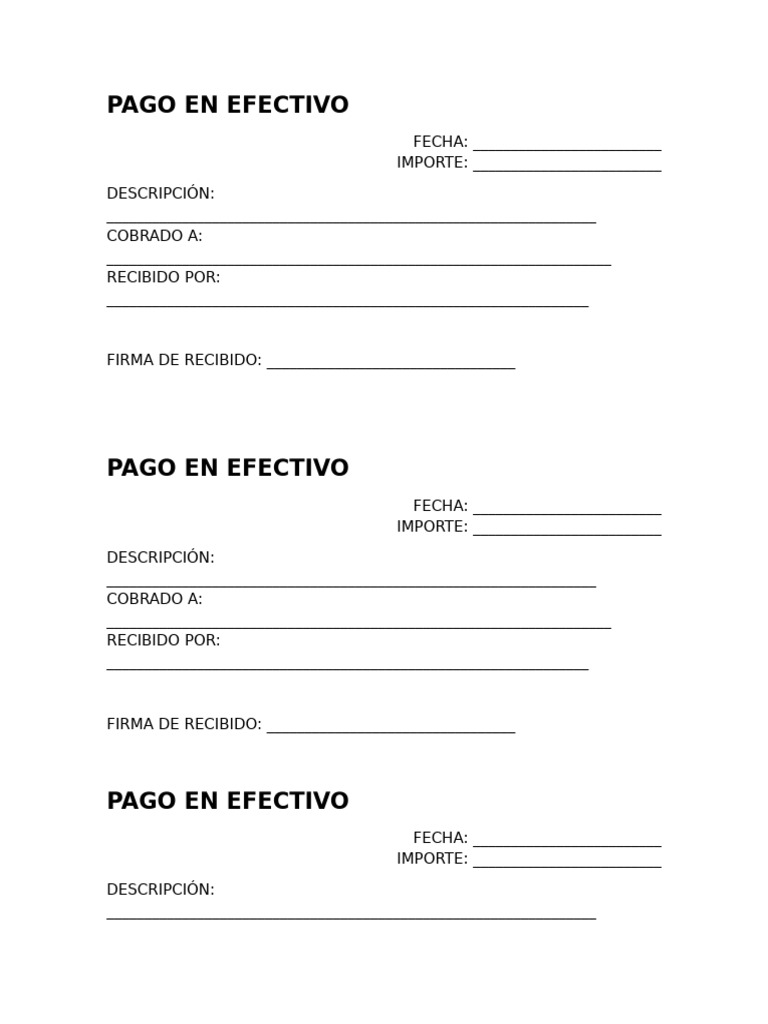 Recibos Pago en Efectivo | PDF