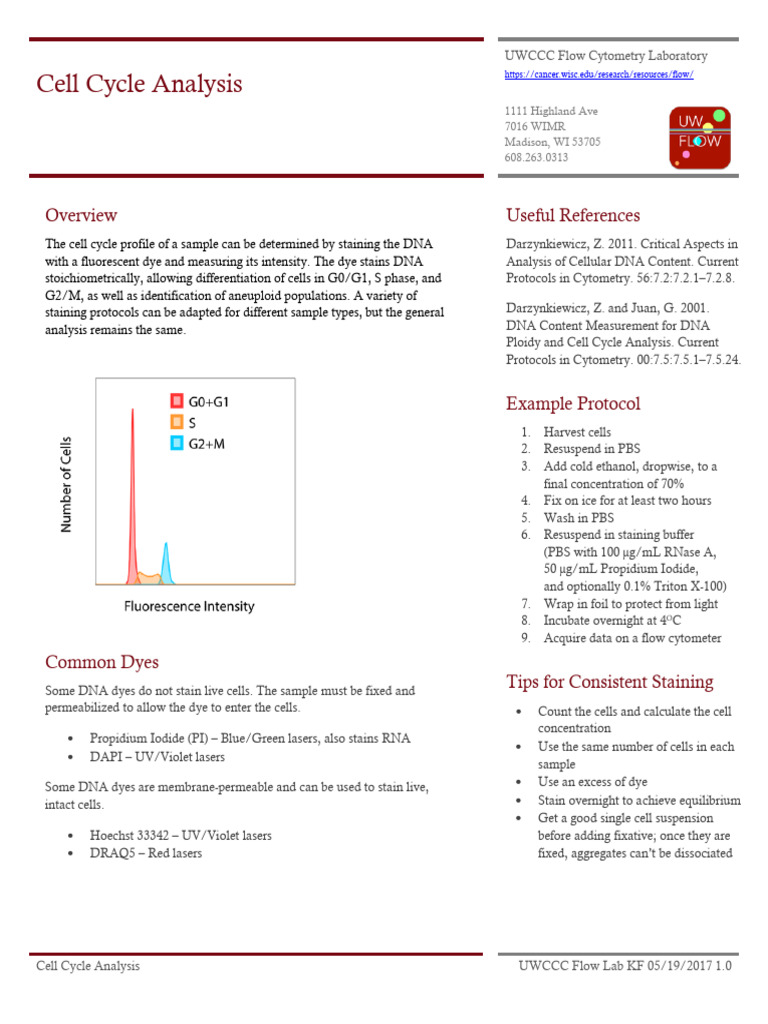 Flow TechNotes Cell-Cycle-Analysis 20170918 | PDF | Staining | Biochemistry