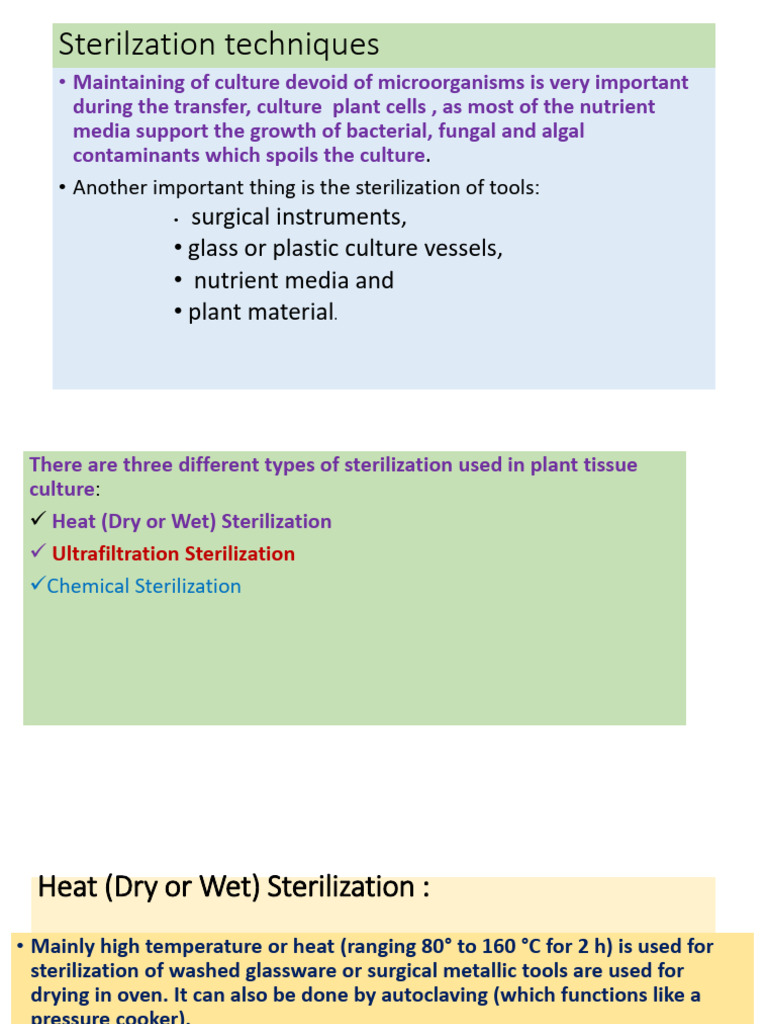 Plant Tissue Culture Sterilization Methods | PDF | Sterilization ...