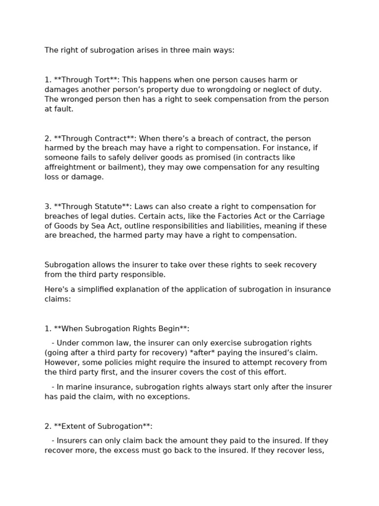 The Subrogation | PDF | Damages | Subrogation