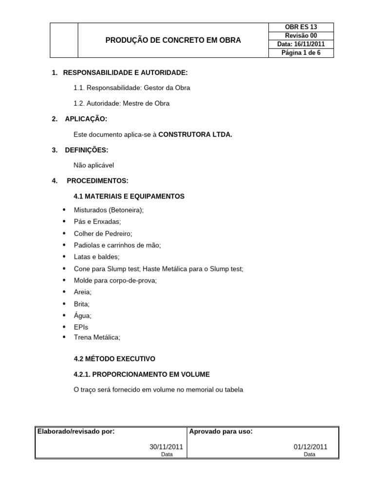Produção de Concreto em Obras: Procedimentos | PDF | Concreto ...