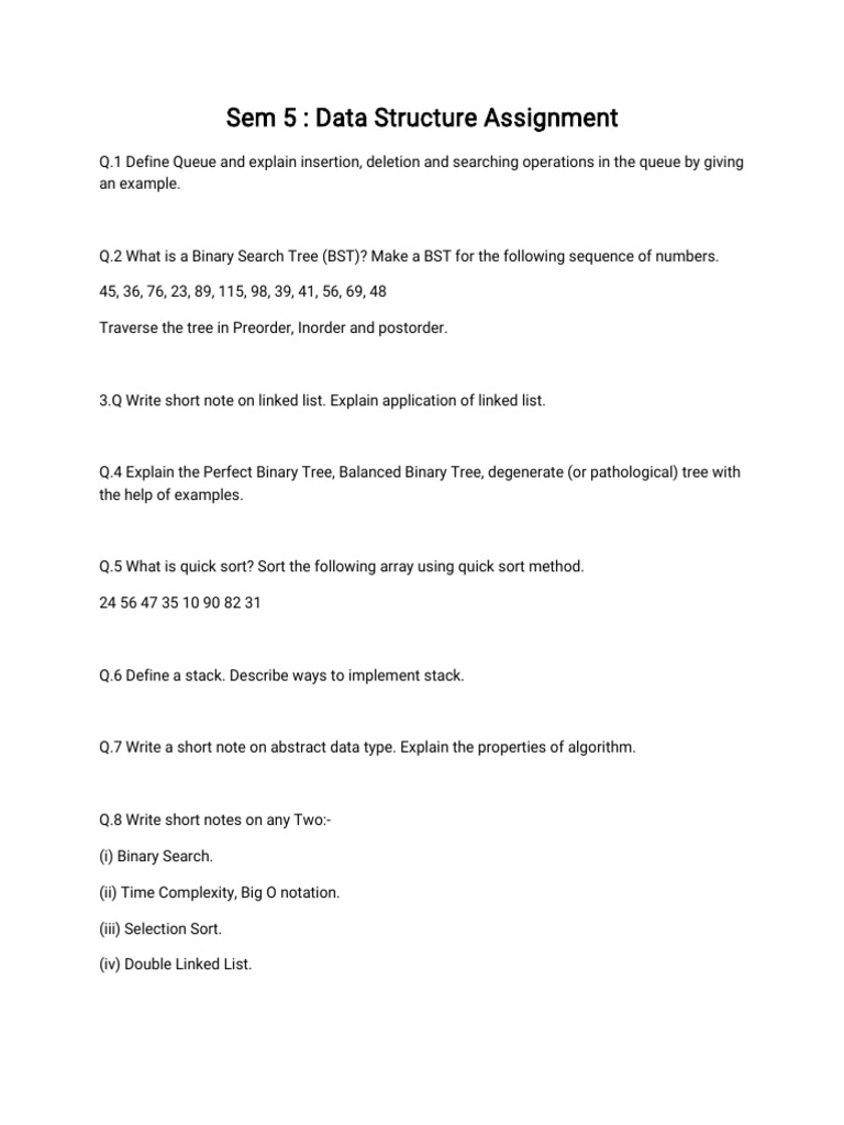 Sem 5 DS Assignment | PDF