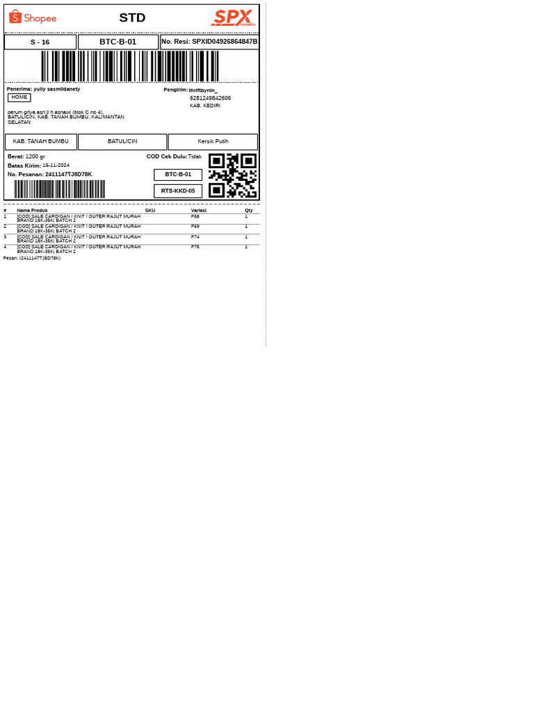 Order Details for Sale Cardigans | PDF