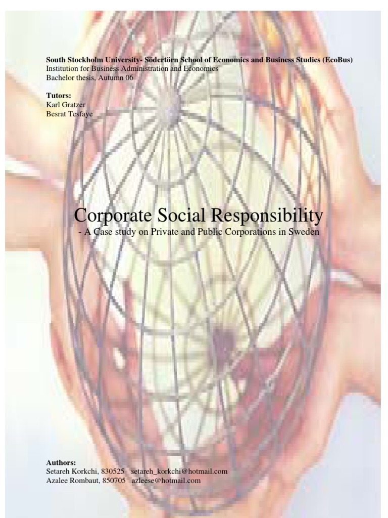CSR - A Case Study On Private and Public Corporations Is Sweden | PDF ...