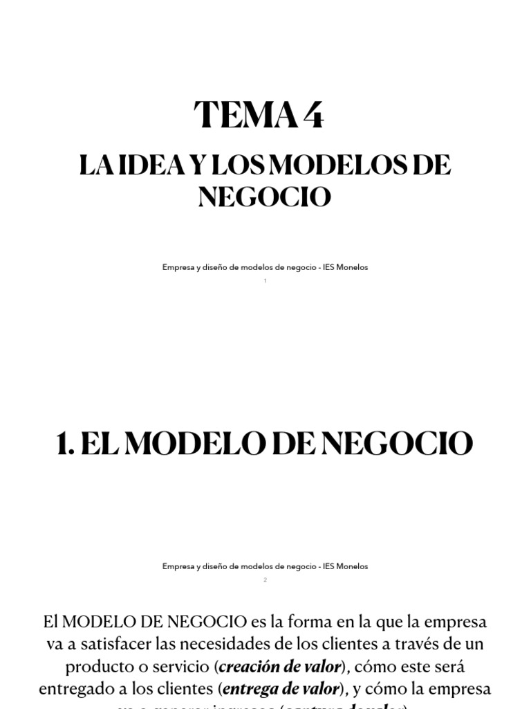 CLASSTema 4 La Idea y Los Modelos de Negocio | PDF | Aplicación movil ...