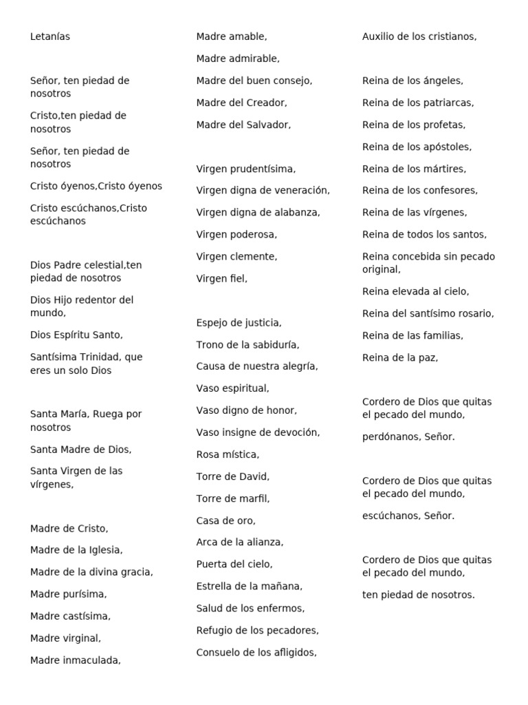 Letanías a la Virgen María | PDF | María, madre de Jesús | Cristo (título)