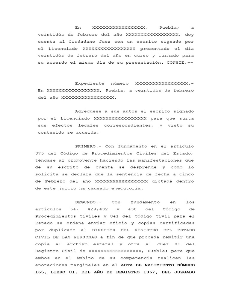 Resolución Judicial en Puebla: Sentencia Ejecutoria | PDF | Justicia