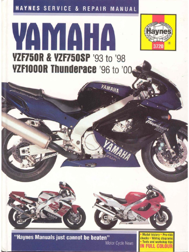 Yamaha Yzf750 R, SP 93-98, Yzf1000r Thunderace 96-00 Haynes