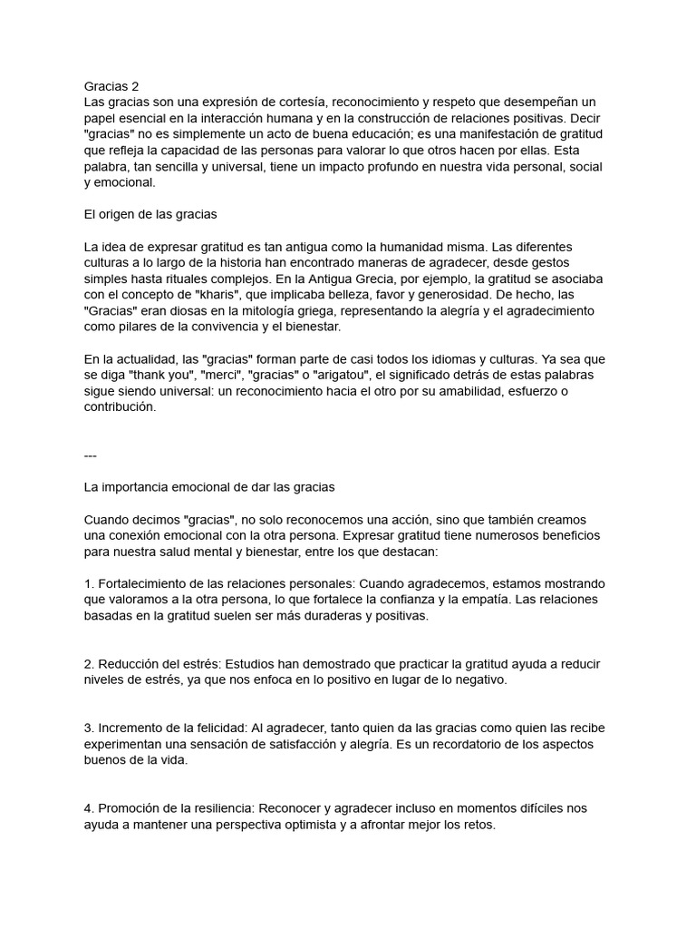 El Poder de Decir Gracias | PDF | Gratitud | Las emociones