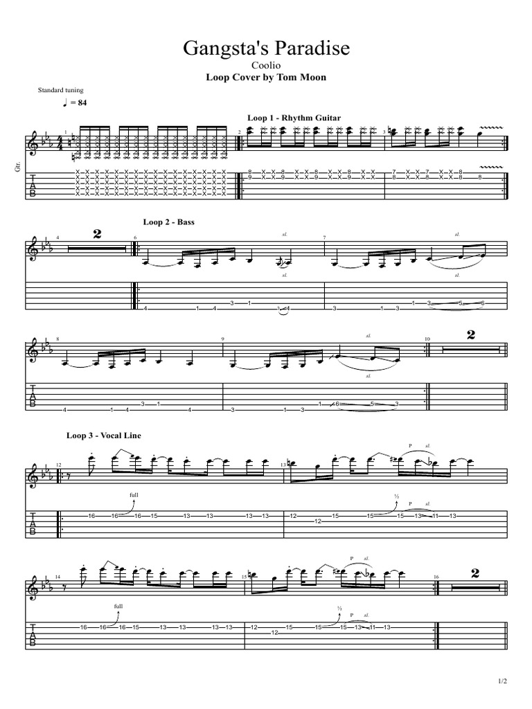 Guitar Cover: Gangsta's Paradise | PDF | Musical Instruments | Guitar ...