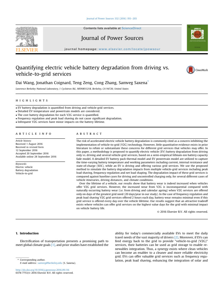 EV Battery Degradation from V2G Services | PDF | Lithium Ion Battery ...