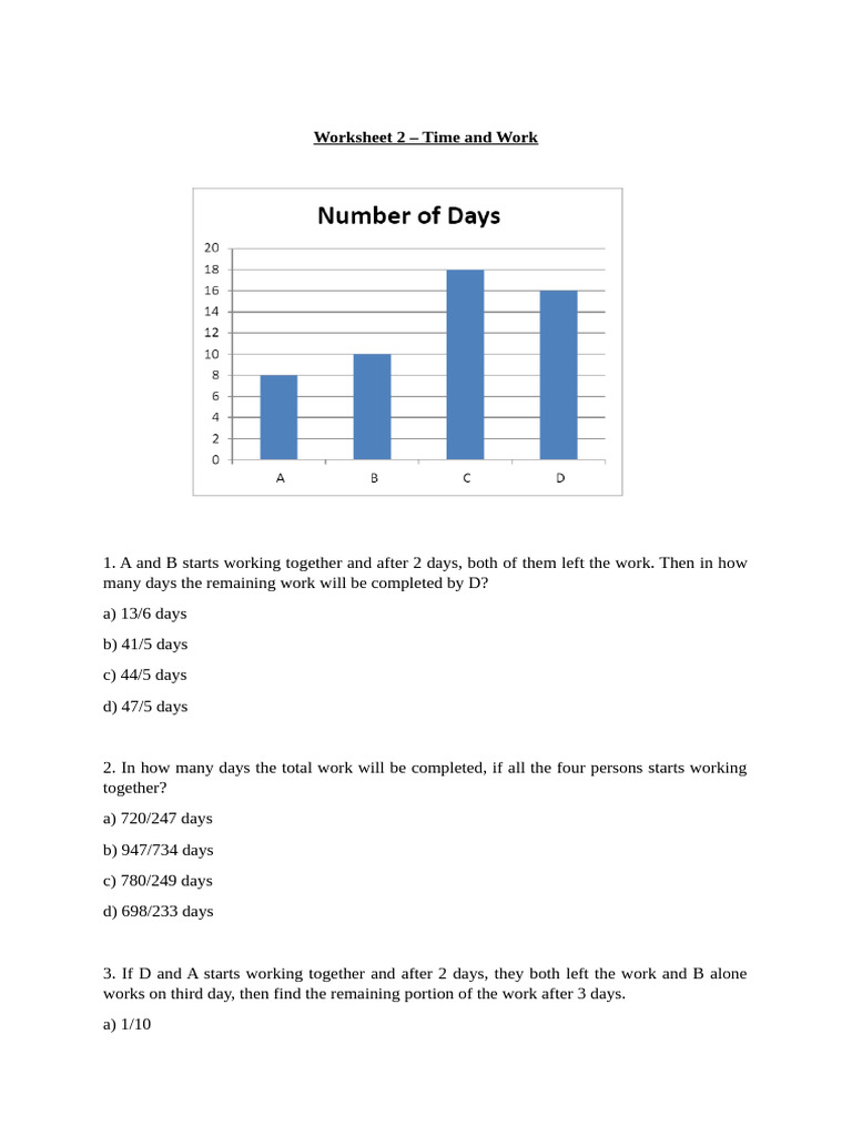 Time and Work Problem Set | PDF