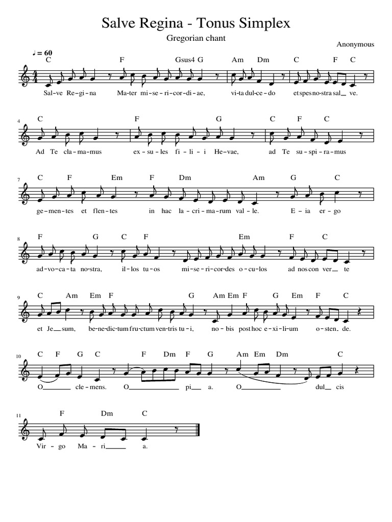 Salve Regina - Tonus Simplex | PDF