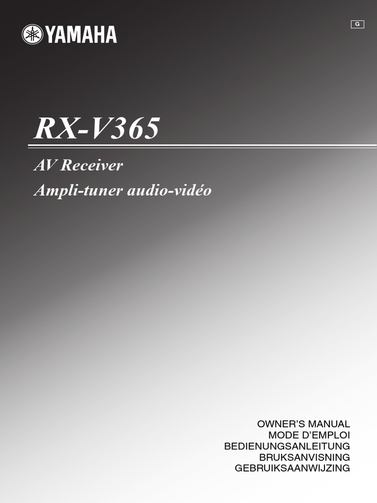 Yamaha RX-V365 AV Receiver Manual | PDF | Ac Power Plugs And Sockets | Hdmi