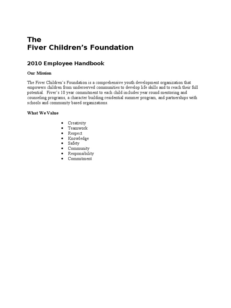 Employee Handbook | Sick Leave | Fair Labor Standards Act