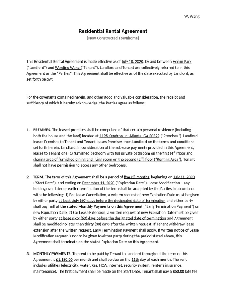 Gallery Detail: Residential Rental Agreement Pdf Leasehold Estate