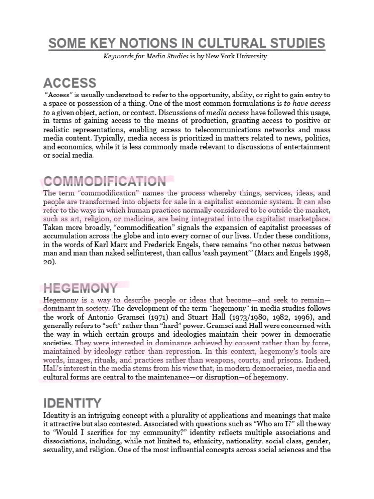Some Key Notions in Cultural Studies | PDF | Stereotypes | Semiotics