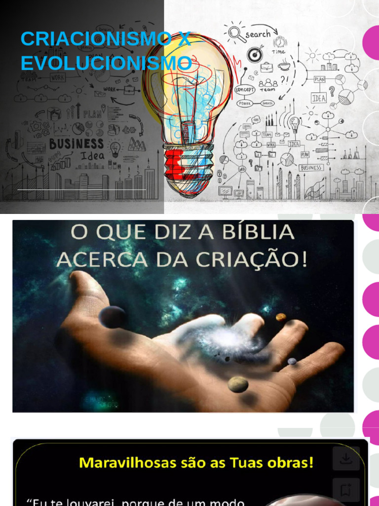 Criacionismo X Evolucionismo Slaid | PDF