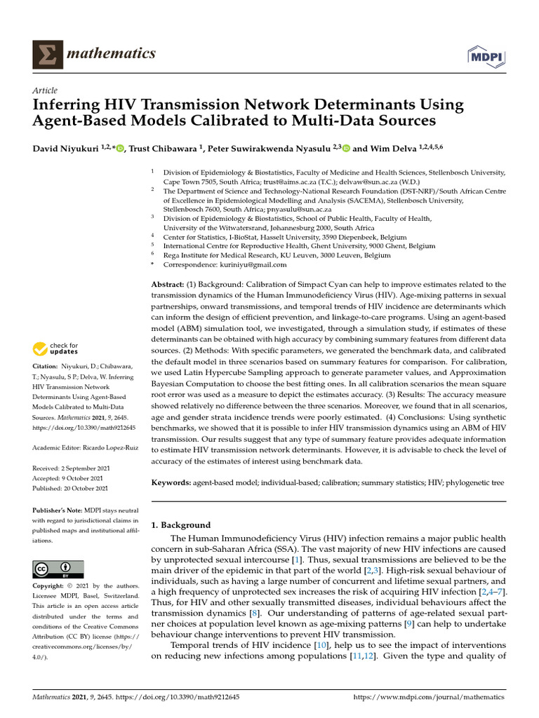 Mathematics 09 02645 v2 | PDF | Phylogenetics | Hiv
