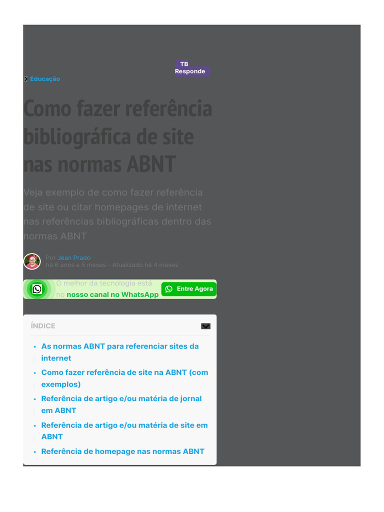 Como Fazer Referência Bibliográfica de Site Nas Normas ABNT - Educação ...