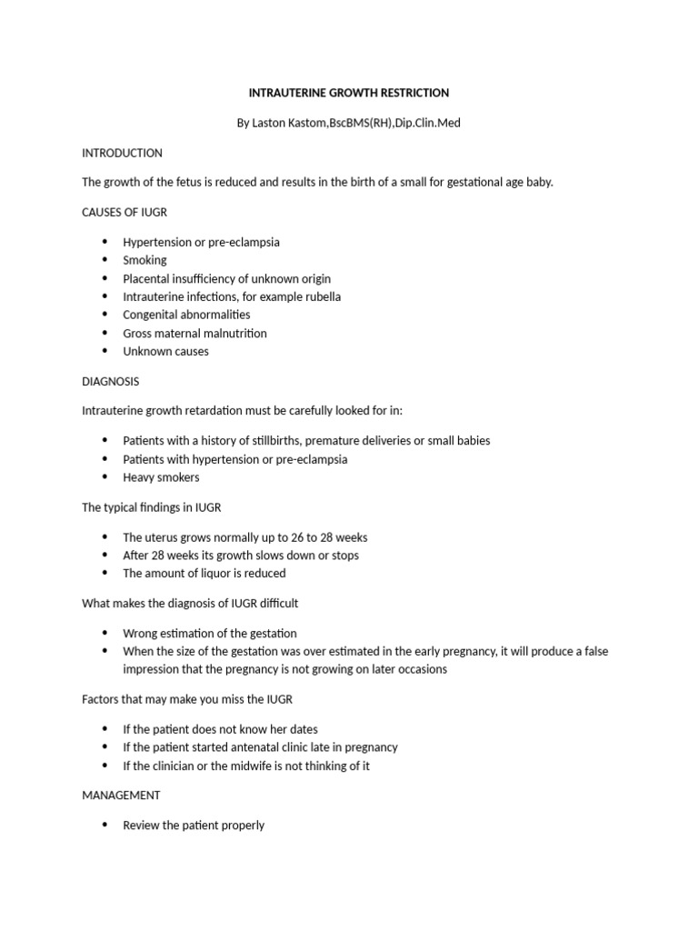 Understanding Intrauterine Growth Restriction | PDF