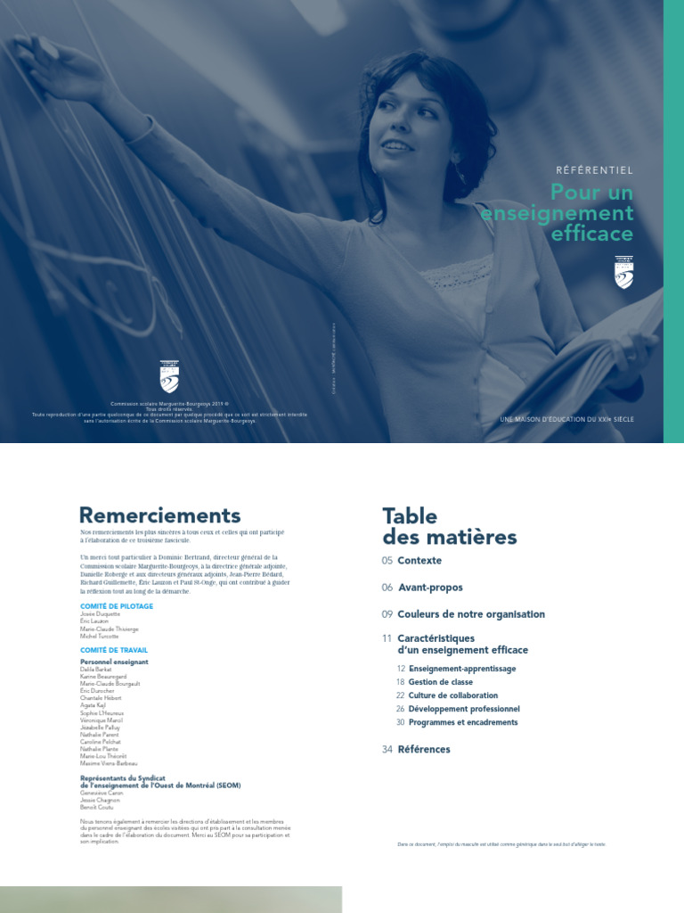 Référentiel pour un enseignement efficace | PDF | Pédagogie | Apprentissage