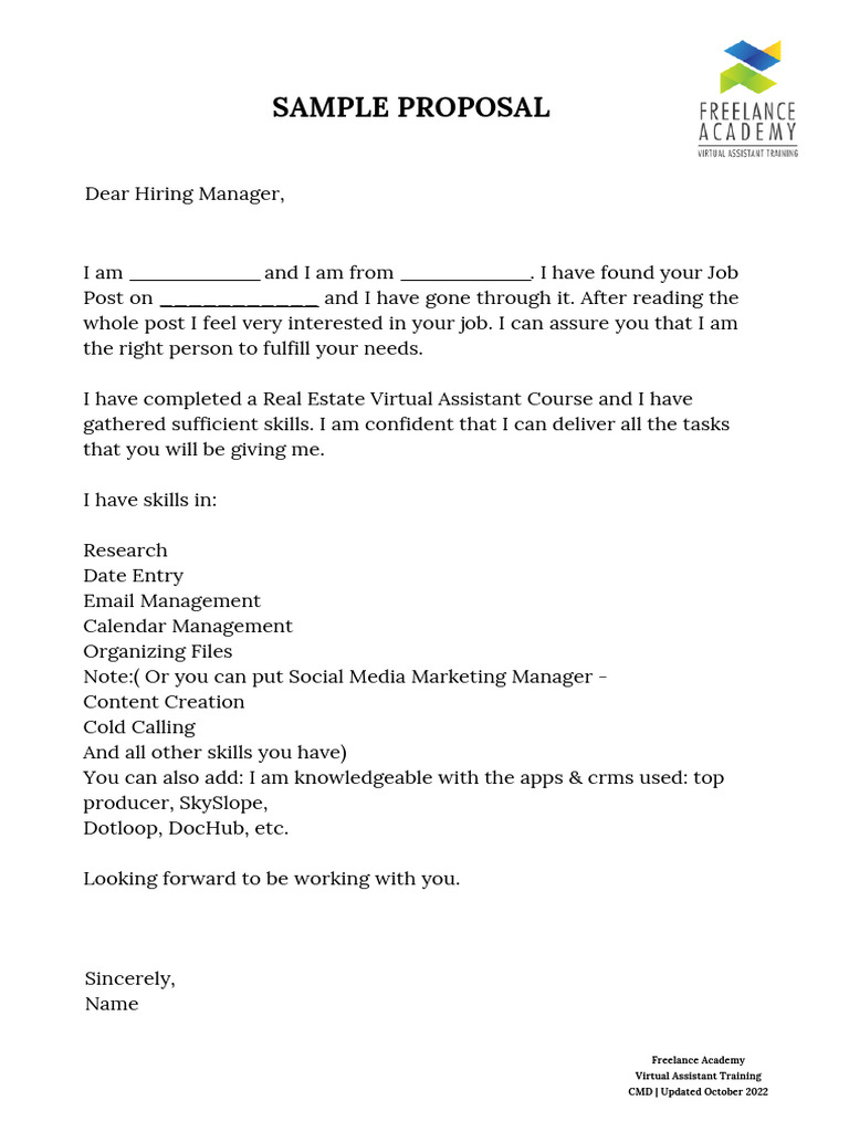 Virtual Assistant Proposal Template | PDF