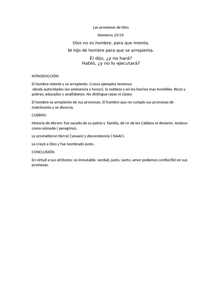 Promesas de Dios en la Biblia | PDF