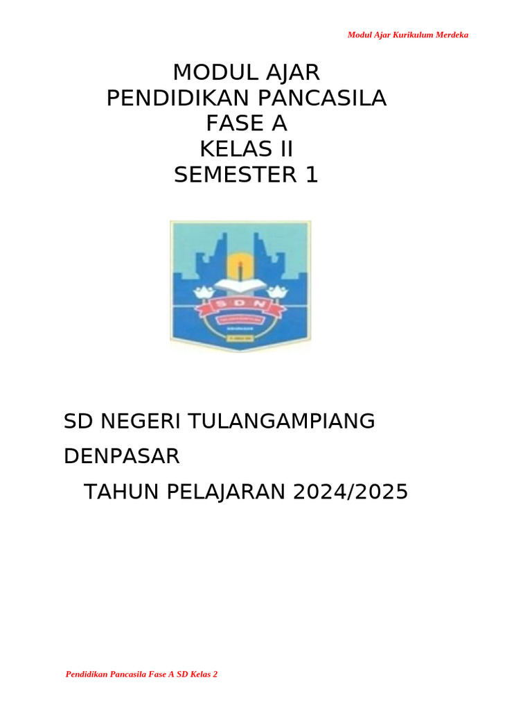 MODUL AJAR PENDIDIKAN PANCASILA BAB 1docx | PDF