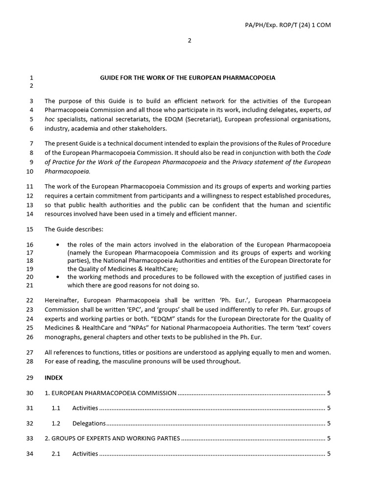 European Pharmacopoeia Work Guide | PDF | Technology & Engineering