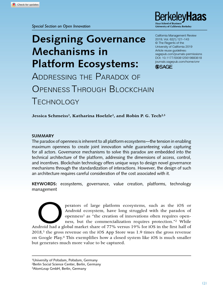 Blockchain Governance in Platform Ecosystems | PDF | Cryptocurrency ...