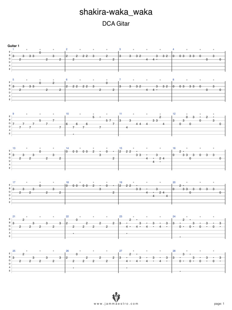 Shakira waka waka easy pdf