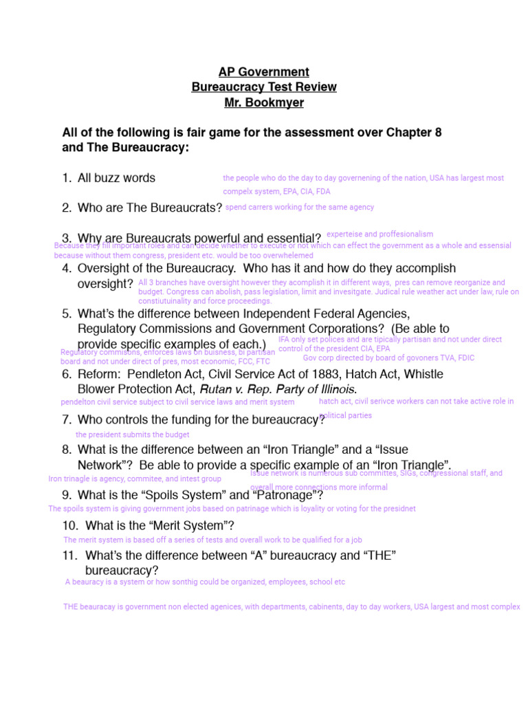 Gov Test Review | PDF | Civil Service | Politics Of The United States