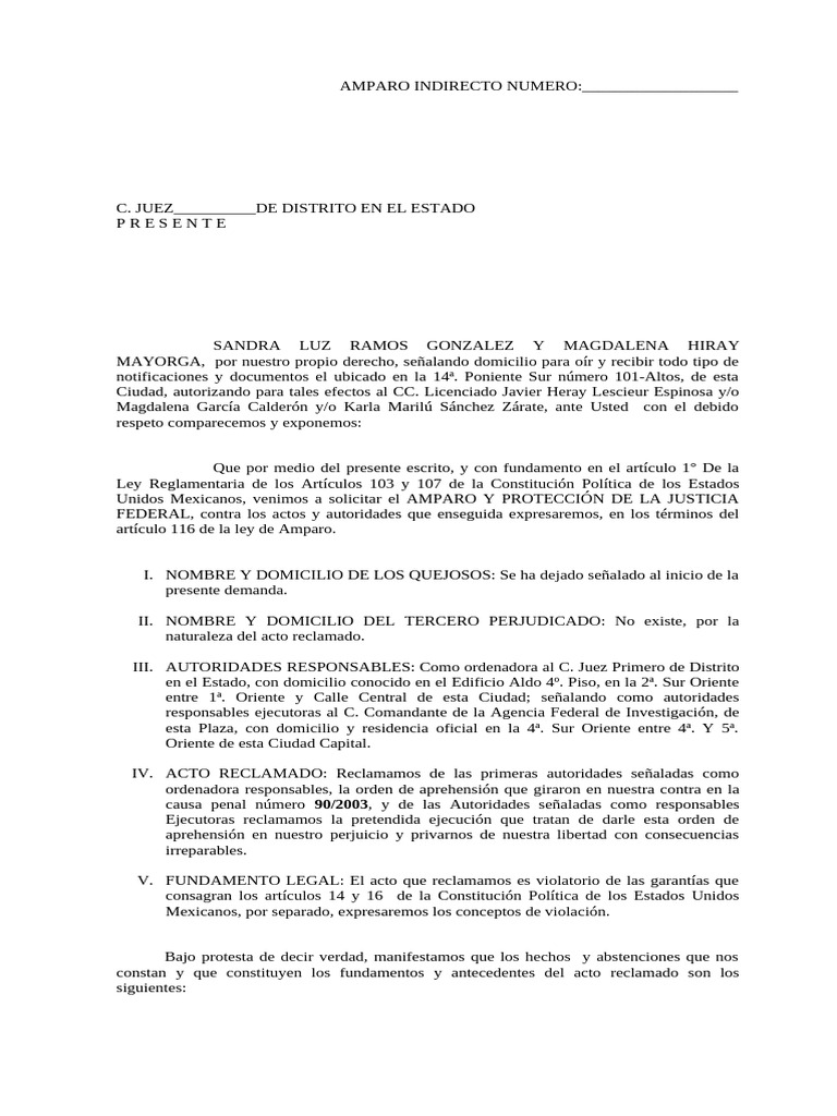 Amparo Contra Orden Con Expediente | PDF | Derecho Constitucional ...