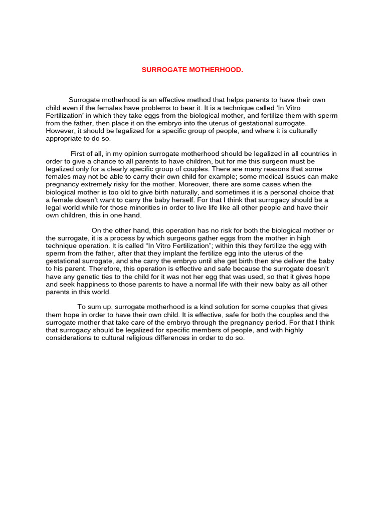 Surrogate Motherhood | PDF | Wellness
