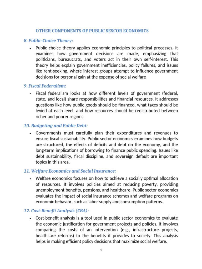Key Concepts in Public Sector Economics | PDF | State Owned Enterprise ...