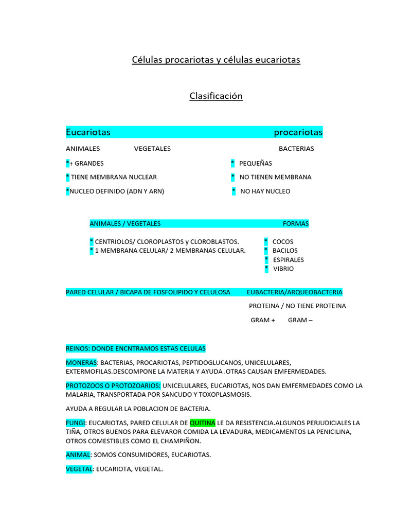 Comparativa de Células Procariotas y Eucariotas | PDF | Ciencia y ...