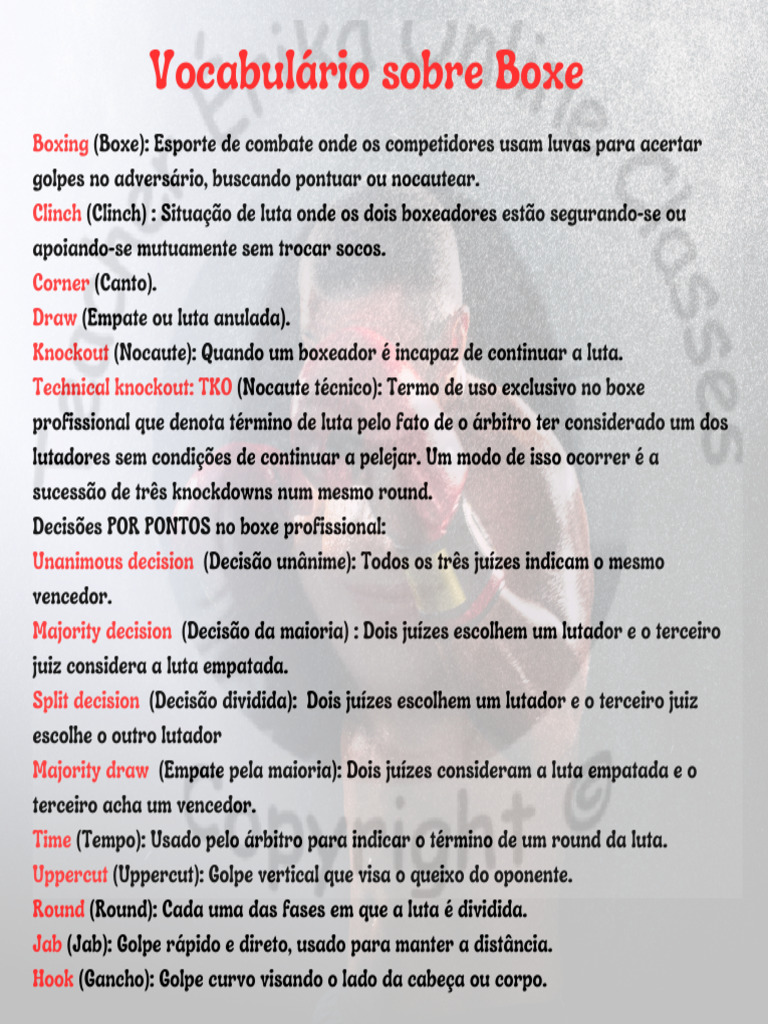 Boxing Vocabulary | PDF
