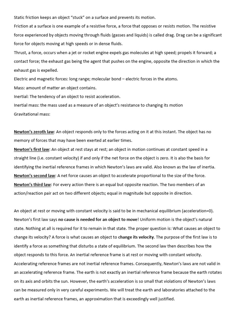 Physics 4 | PDF | Force | Newton's Laws Of Motion