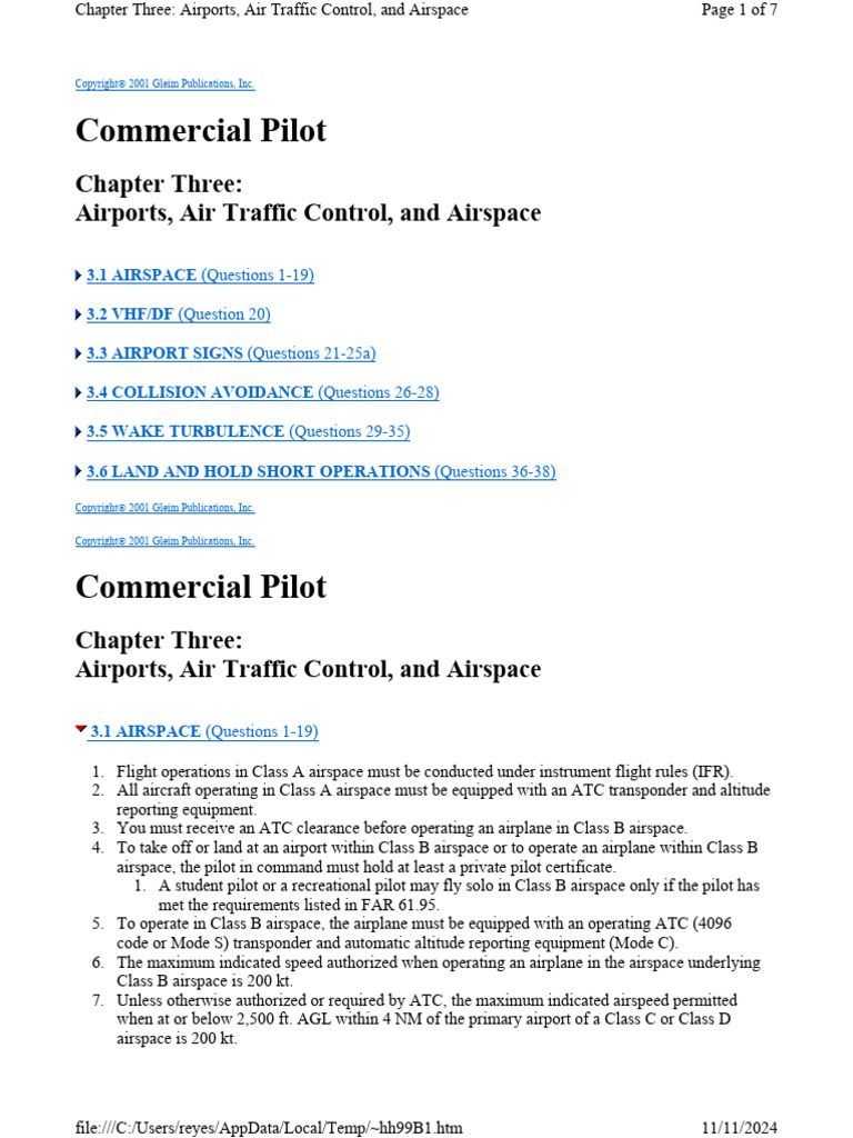 CPL (Gleims) - Chapter 3 | PDF | Visual Flight Rules | Air Traffic Control
